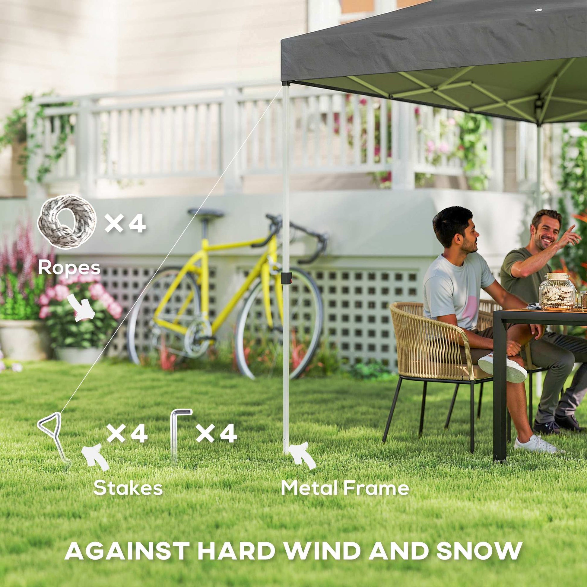 Pop Up Canopy Waterproof Canopy Tent with Carrying Bag for Parties Garden BBQs 9.8' x 9.8', Dark Grey