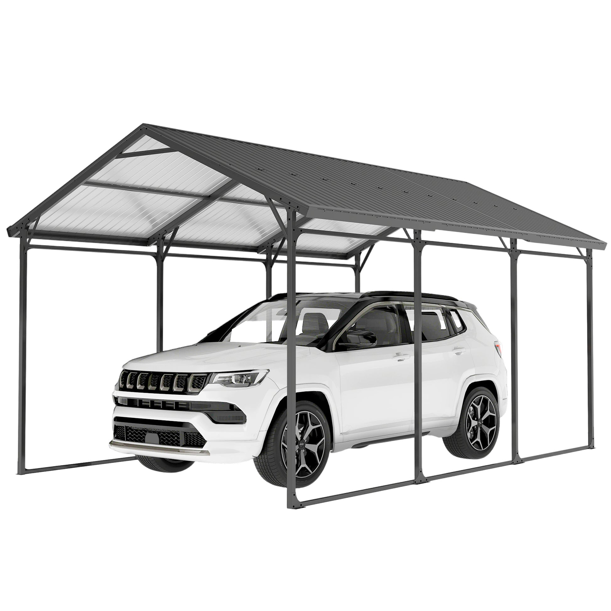 10 x 15ft Metal Carport, Heavy-Duty Carport Canopy with Reinforced Steel Frame & Roof, All-Weather Protection