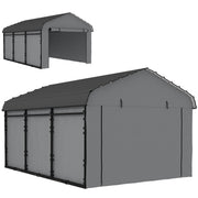 10' x 15' Metal Carport, Heavy Duty Garage Car Shelter with Galvanized Metal Roof and Removable Sidewalls, Light Grey