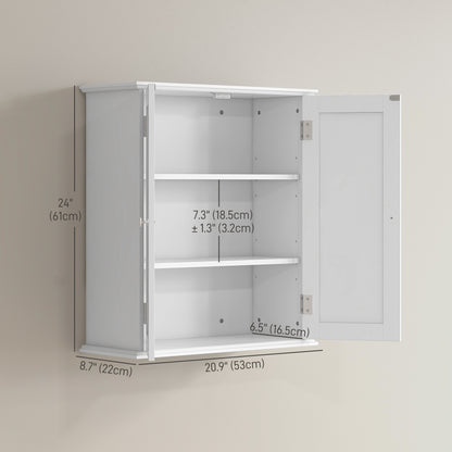 Bathroom Medicine Cabinet, Wall Cabinet with 2 Doors and Adjustable Shelf, Space Saver Over Toilet Cabinet
