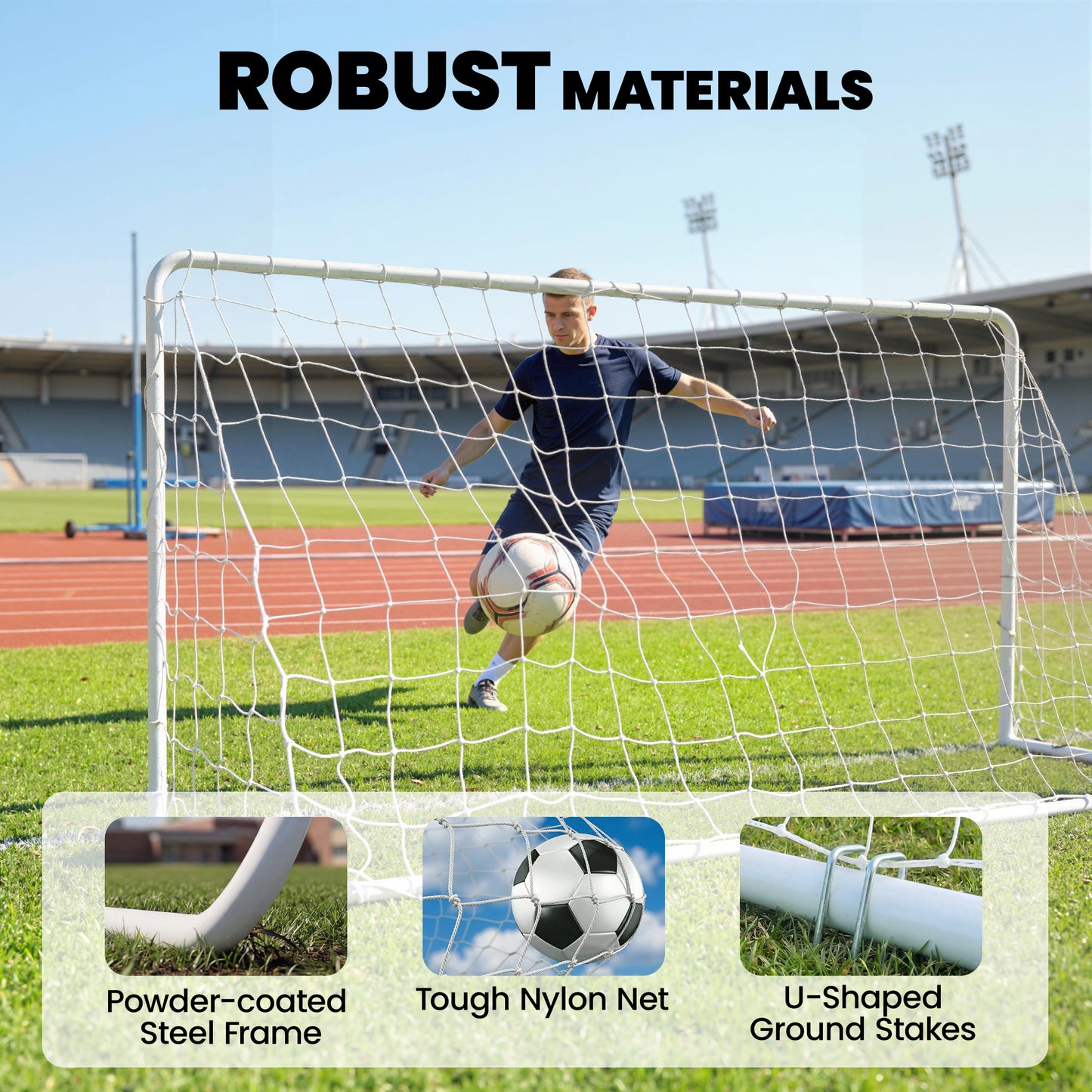 Soozier Soccer Goal, 6 x 4ft Portable Practice Soccer Net with Nylon Mesh, Steel Frame, for Indoor and Outdoor Use