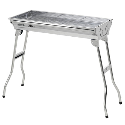 Stainless Steel Charcoal BBQ Grill, Portable Barbecue Grill with Handles for Outdoor, Cooking, Camping, Picnic