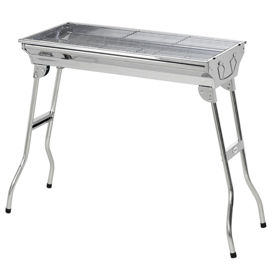 Stainless Steel Charcoal BBQ Grill, Portable Barbecue Grill with Handles for Outdoor, Cooking, Camping, Picnic