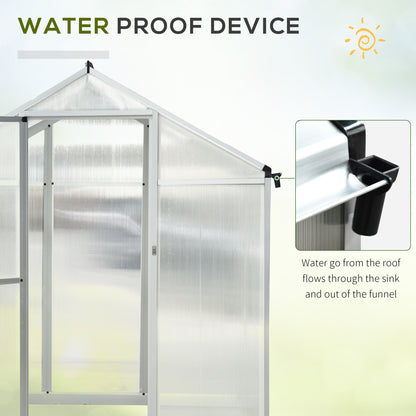 6' x 10' x 6.4' Walk-in Garden Greenhouse Polycarbonate Panels Plants Flower Growth Shed Cold Frame Outdoor Portable Warm House Aluminum Frame, Silver