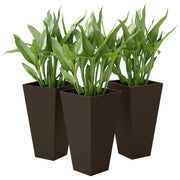 28" Tall Garden Plastic Planters, Outdoor and Indoor Flower Pots, Set of 3 for Entryway, Patio, Yard, Brown