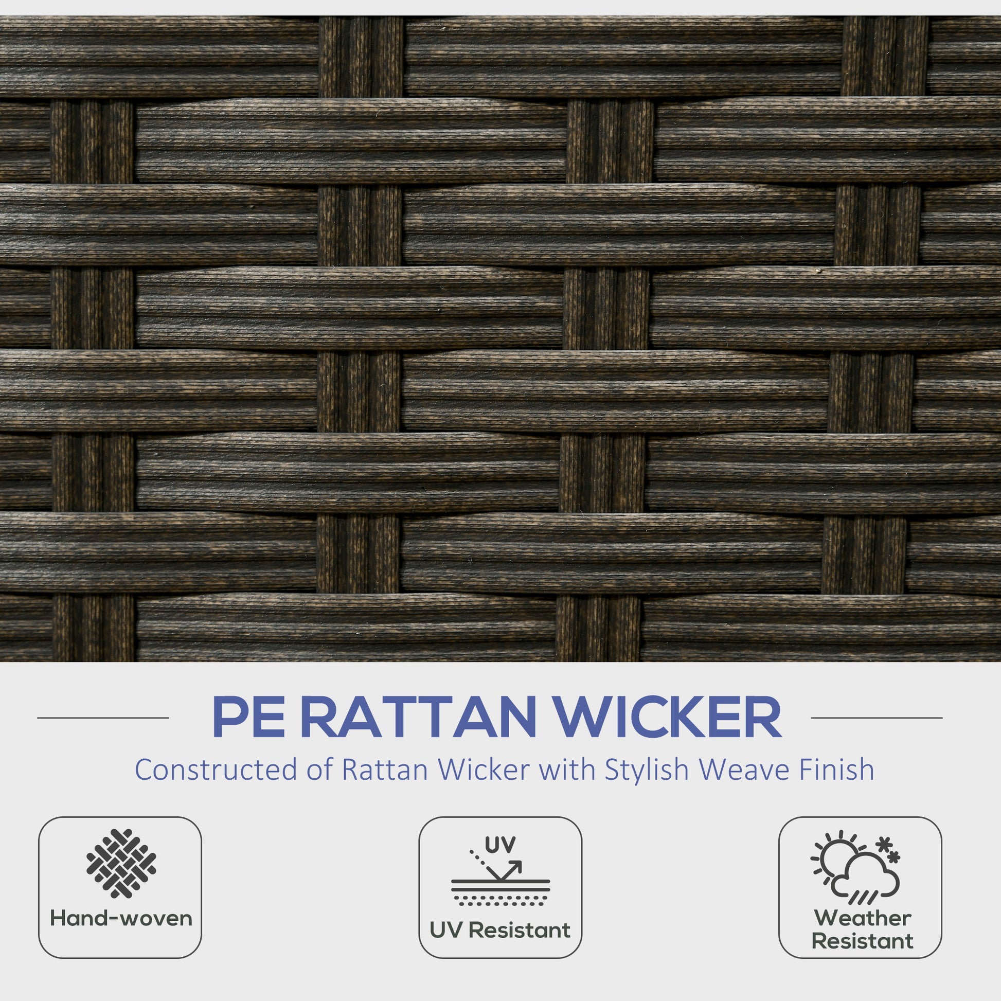 6 Pieces Outdoor Rattan Patio Furniture Set with Corner Sofa, Wood-Plastic Coffee Table, Navy Blue