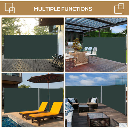 118" x 79" Retractable Side Awning Patio Outdoor Folding Privacy Screen with Resistance to UV Rays & Wind, Grey