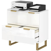 Lateral File Cabinet with 2 Drawers, Modern Filing Cabinet for Letter/A4/Legal Size Files, High Gloss White