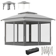 12' x 12' Pop Up Canopy Sun Shade Instant Tent Folding with Mesh Sidewalls, Grey
