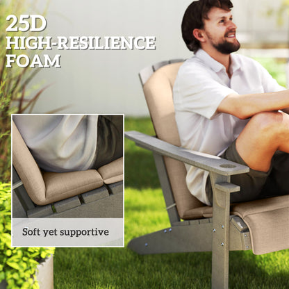 Set of 4 Patio Chair Cushions, High Back Adirondack Chair Cushion with Ties, High-Density Foam, Beige
