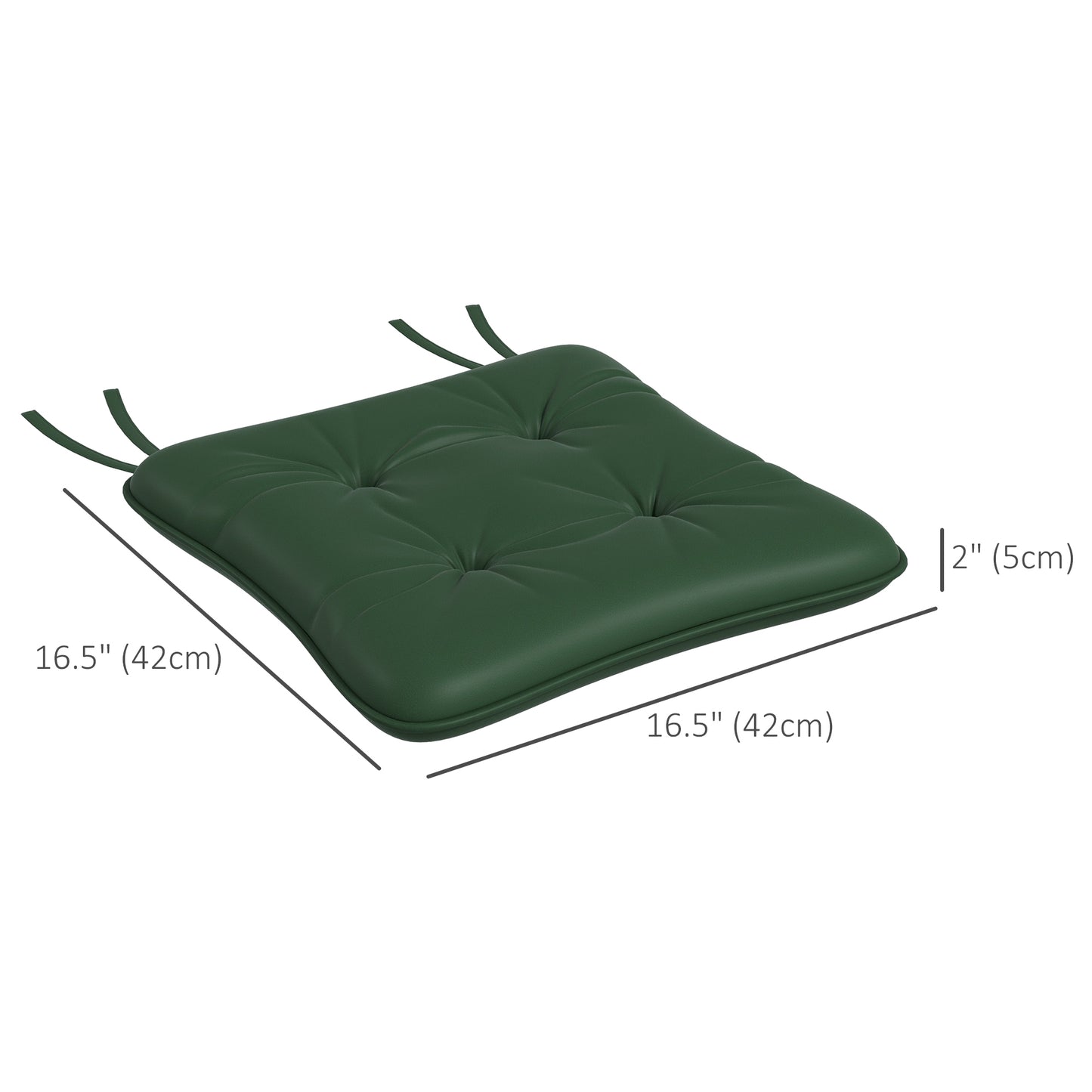 6-Piece Seat Cushion Replacement, Outdoor Patio Chair Cushions Set with Ties, Button Tufted, Dark Green