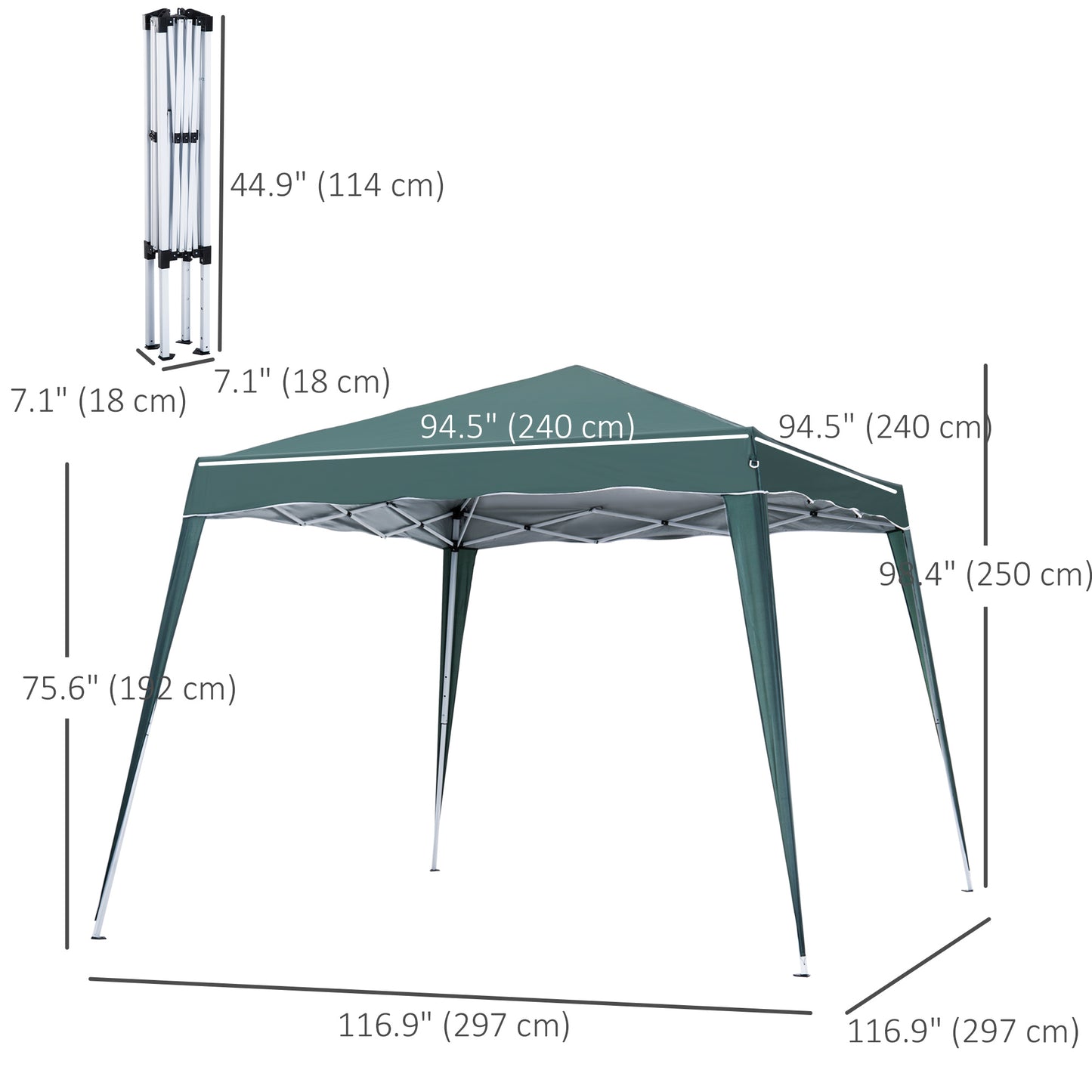 8' x 8' Pop Up Canopy, Outdoor Foldable Tent, Portable Canopy Tent with Carrying Bag for Camping, Party, Picnic, Green