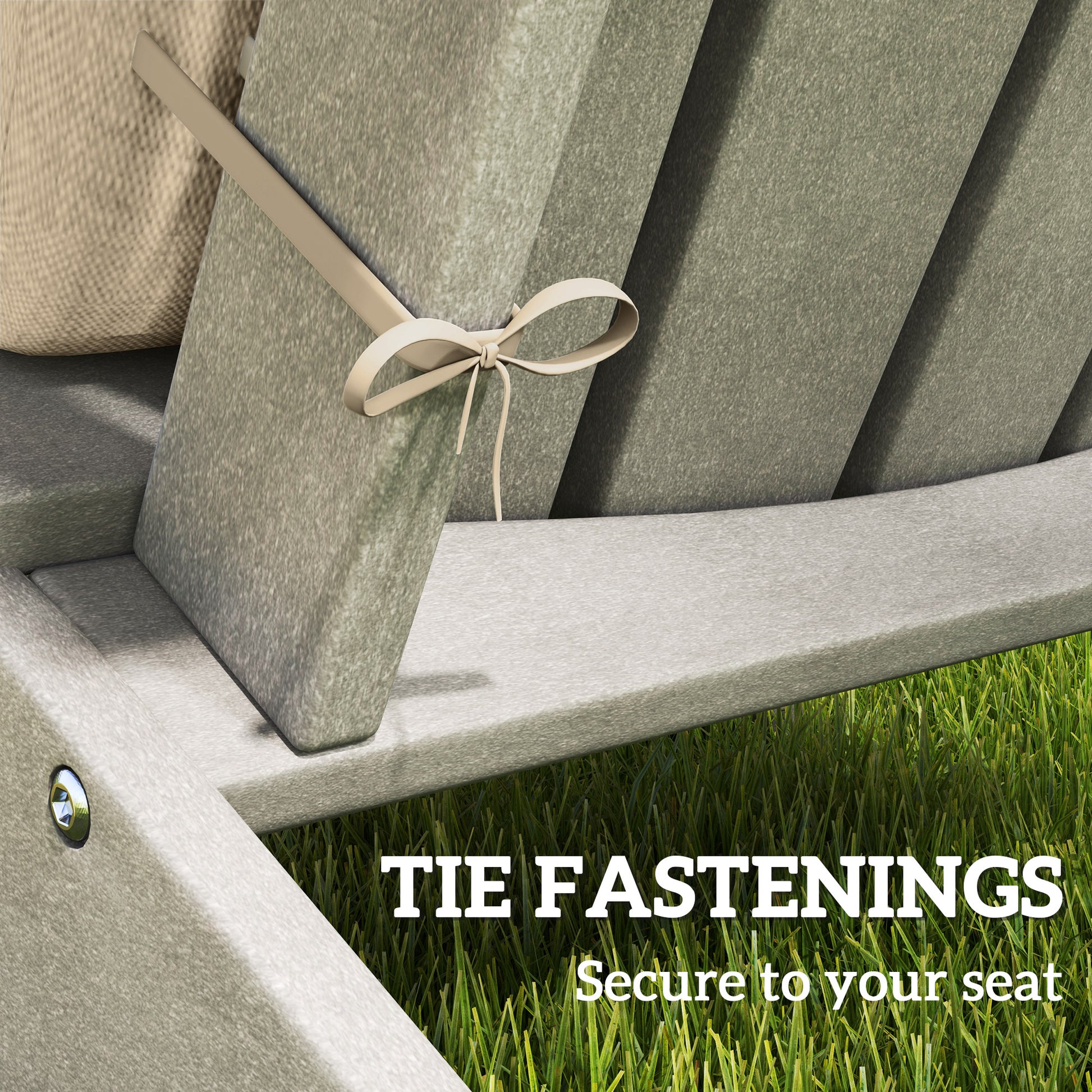 Set of 4 Patio Chair Cushions, High Back Adirondack Chair Cushion with Ties, High-Density Foam, Beige