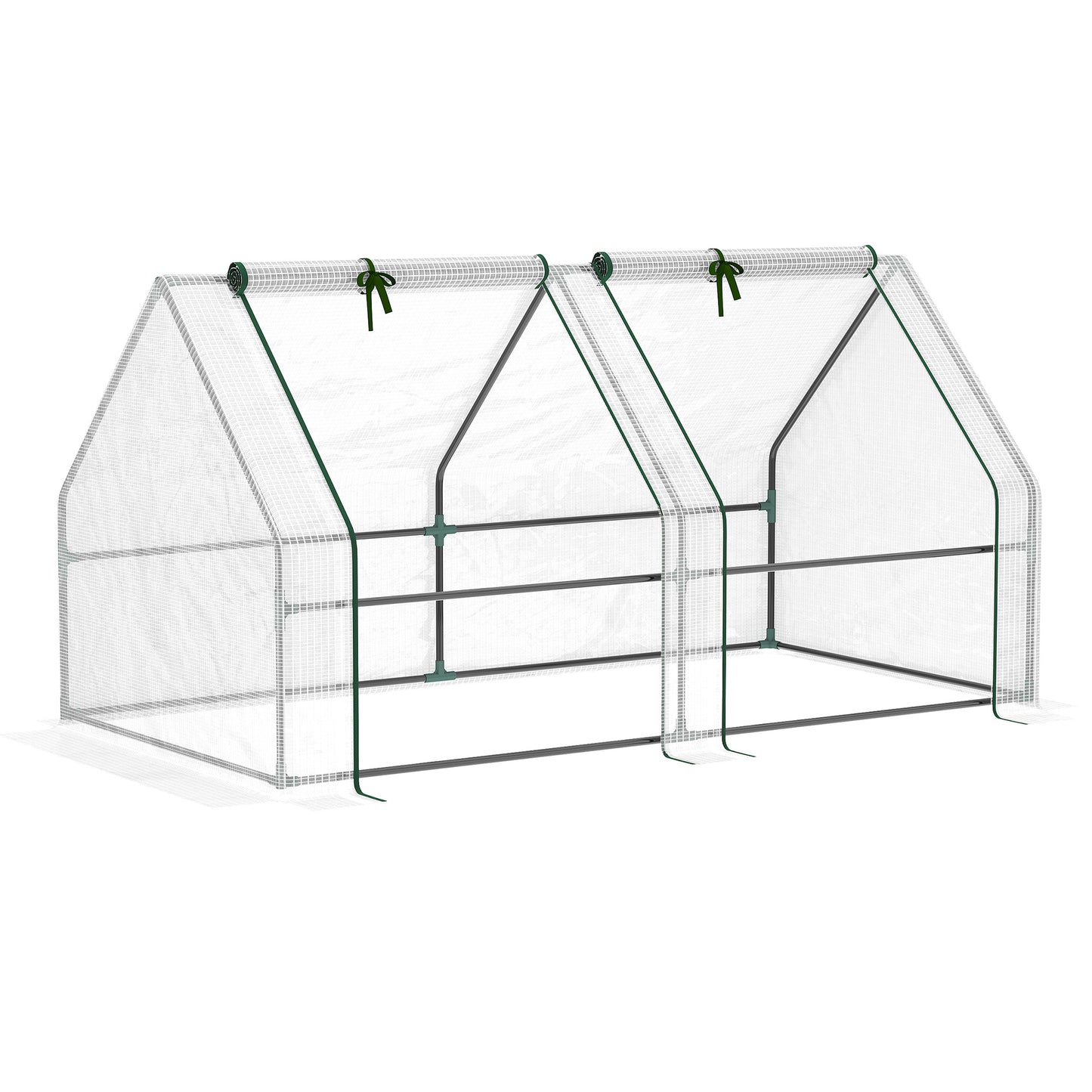 6' x 3' x 3' Portable Tunnel Greenhouse Outdoor Garden Mini with Large Zipper Doors & Water/UV PE Cover White