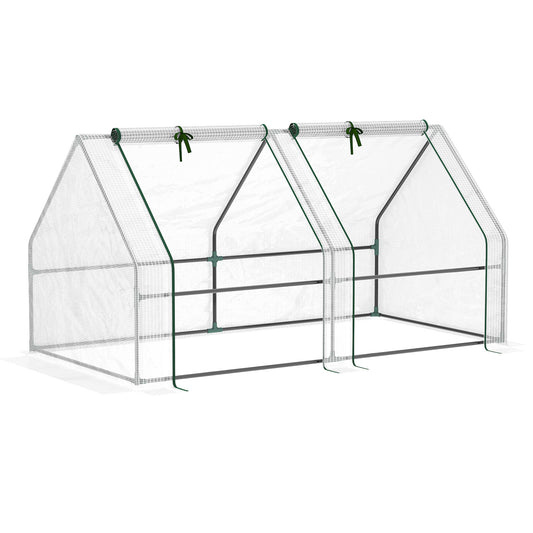 6' x 3' x 3' Portable Tunnel Greenhouse Outdoor Garden Mini with Large Zipper Doors & Water/UV PE Cover White