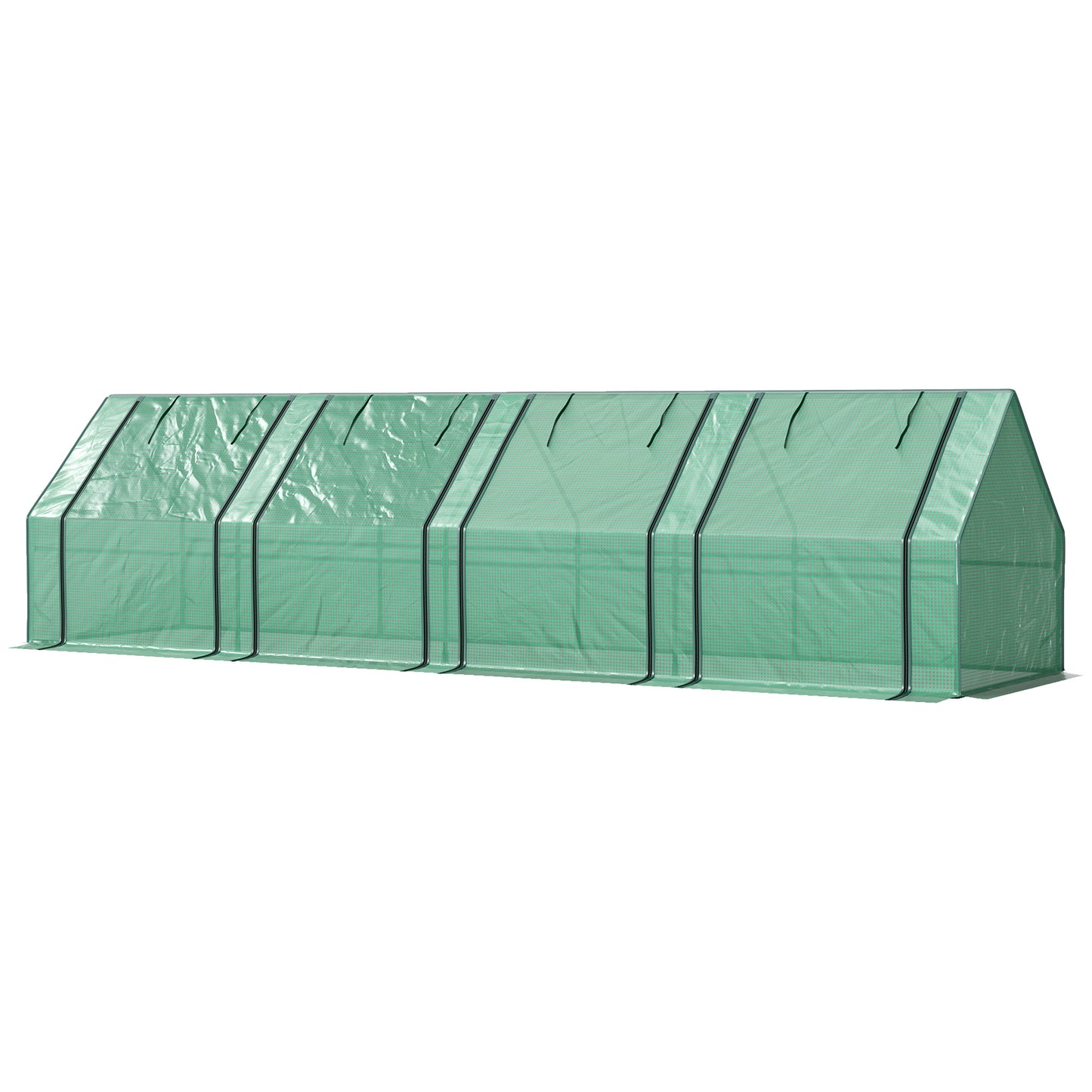 Portable Mini Greenhouse Tunnel Growing Tent Plants Flower Warm House w/ Zippered Roll-up Doors, Green