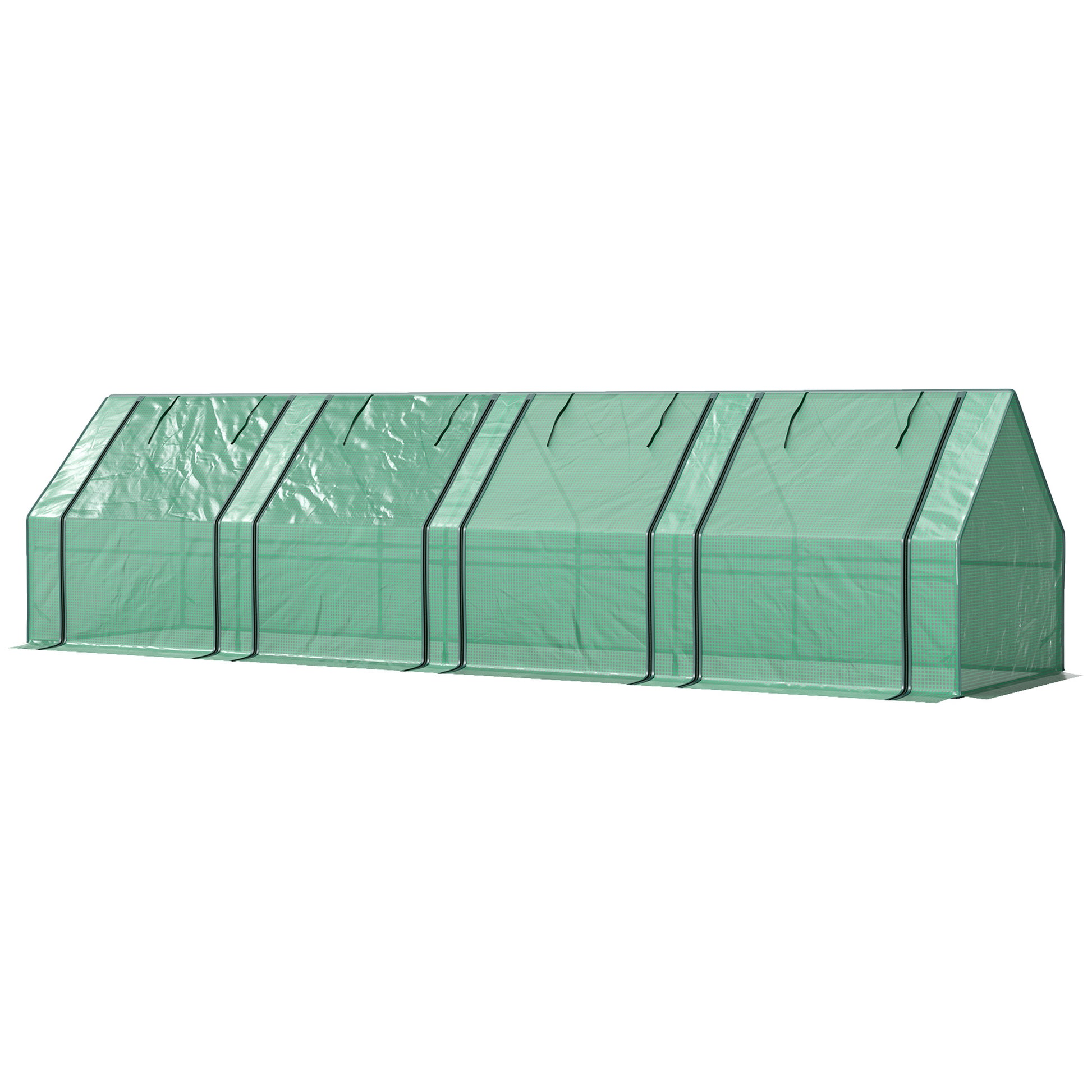 Portable Mini Greenhouse Tunnel Growing Tent Plants Flower Warm House w/ Zippered Roll-up Doors, Green