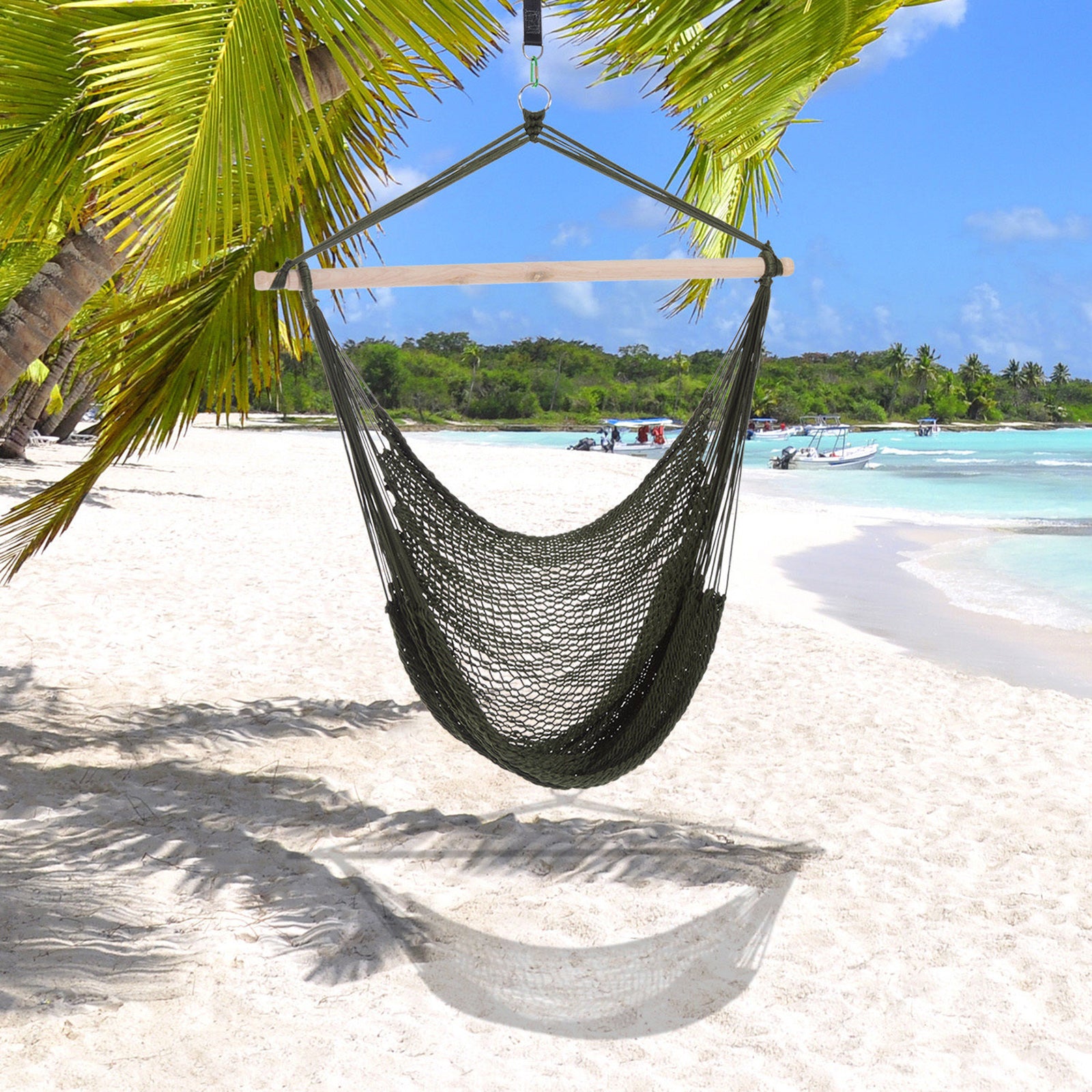 Portable Hammock Chair, Hanging Woven Hammock Swing Chair Sleeping Bed for Outdoor Garden Yard Camping, Army Green