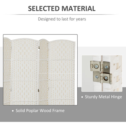 6ft Folding Room Divider, 6 Panel Wall Partition with Wooden Frame for Bedroom, Home Office, White