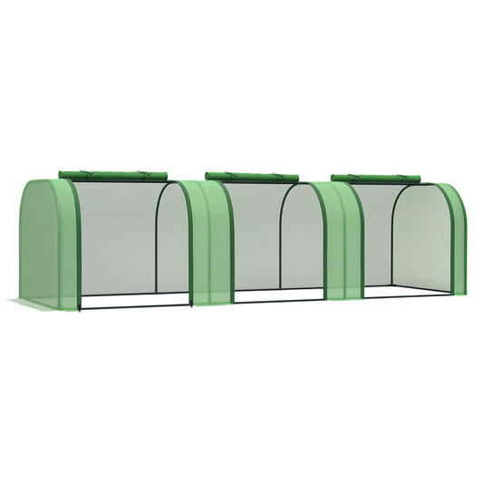 9.7' x 3.3' x 2.5' Mini Tunnel Greenhouse with PE Cover Garden Green Grow Shed with Steel Frame Zipped Doors, Dark Green