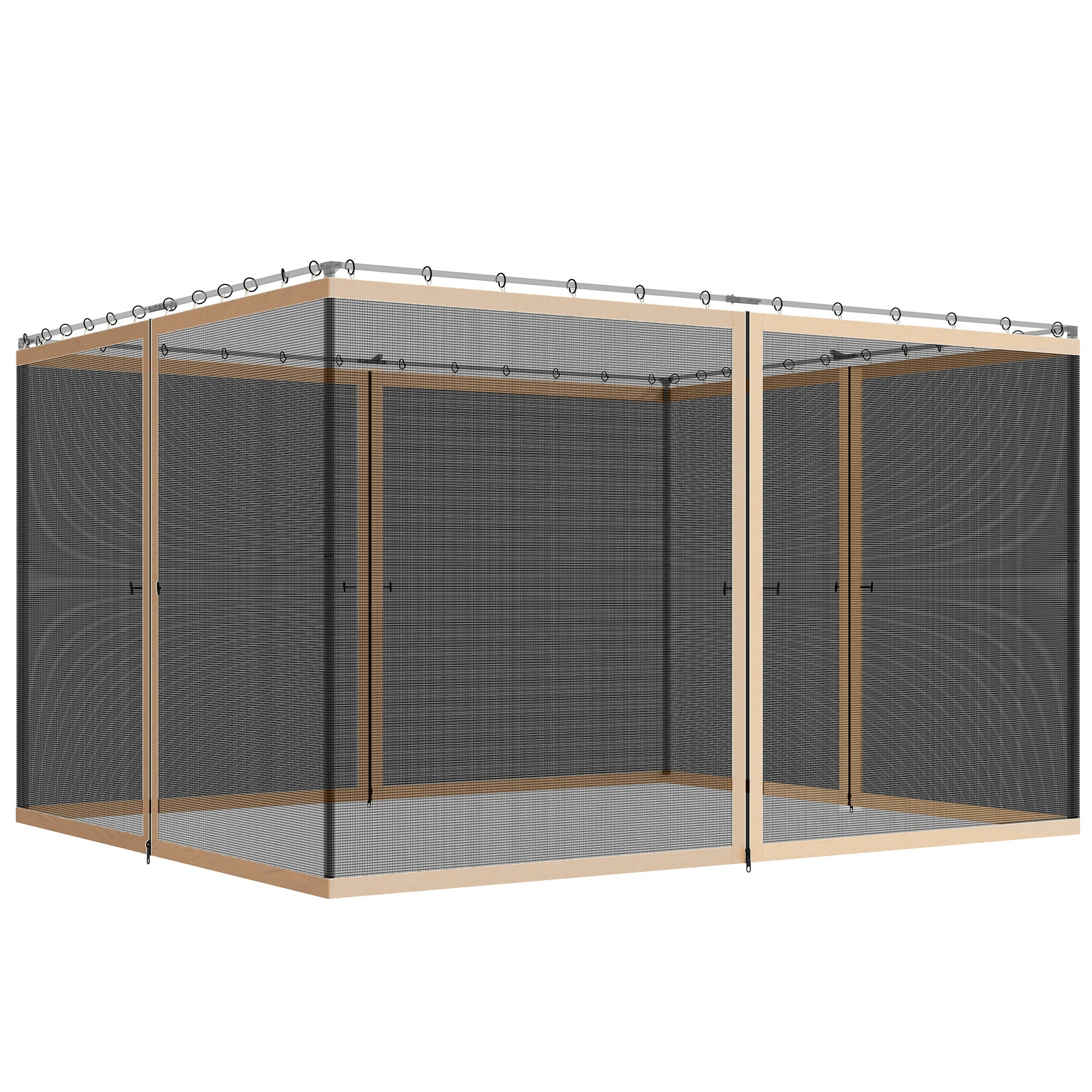 Replacement Mosquito Netting for Gazebo 10' x 12' Black Screen Walls for Canopy with Zippers, Beige