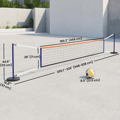 Soozier Portable Volleyball Net Set Outdoor, Volleyball Training Net with 21-27ft Adjustable Length, Volleyball, Air Pump