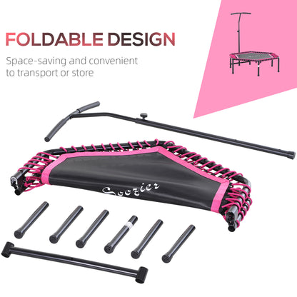 Soozier 48" Adult Hexagon Rebounder Trampoline Fitness Bungee Jumping Cardio Trainer Outdoor Bouncer Jumper Adjustable Bar Pink
