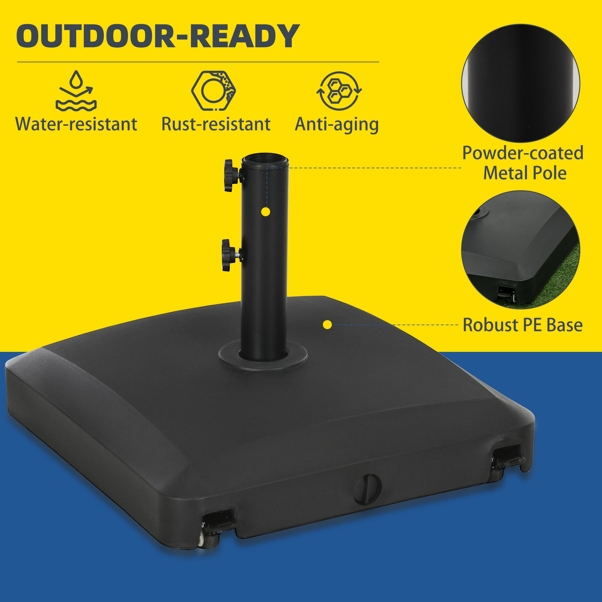 66 lb Heavy Duty Patio Umbrella Stand Filled Umbrella Holder Market Umbrella Base for Outdoor Garden Backyard Black