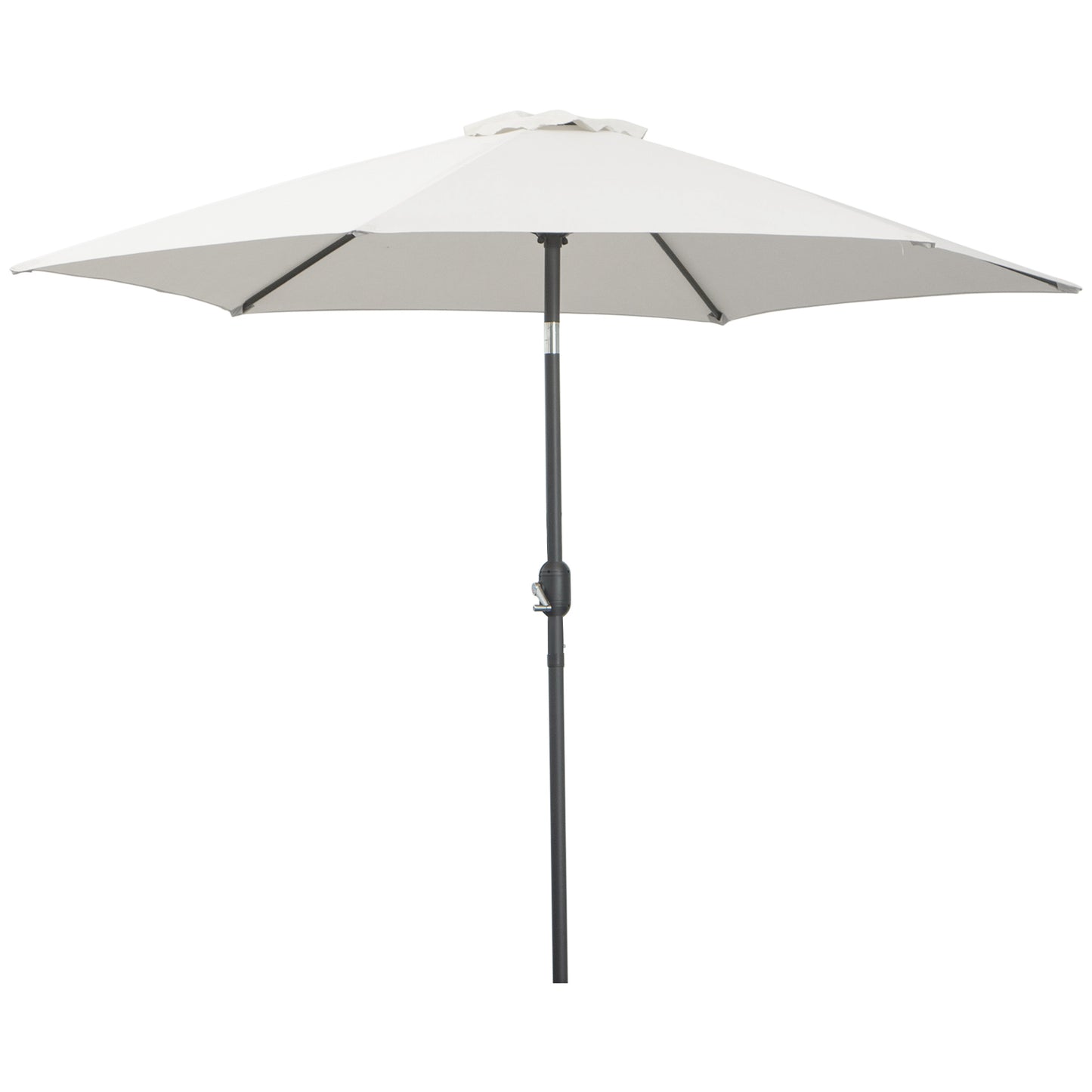 8.5' Round Aluminum Patio Umbrella 6 Ribs Market Sunshade Tilt Canopy w/ Crank Handle Garden Parasol White