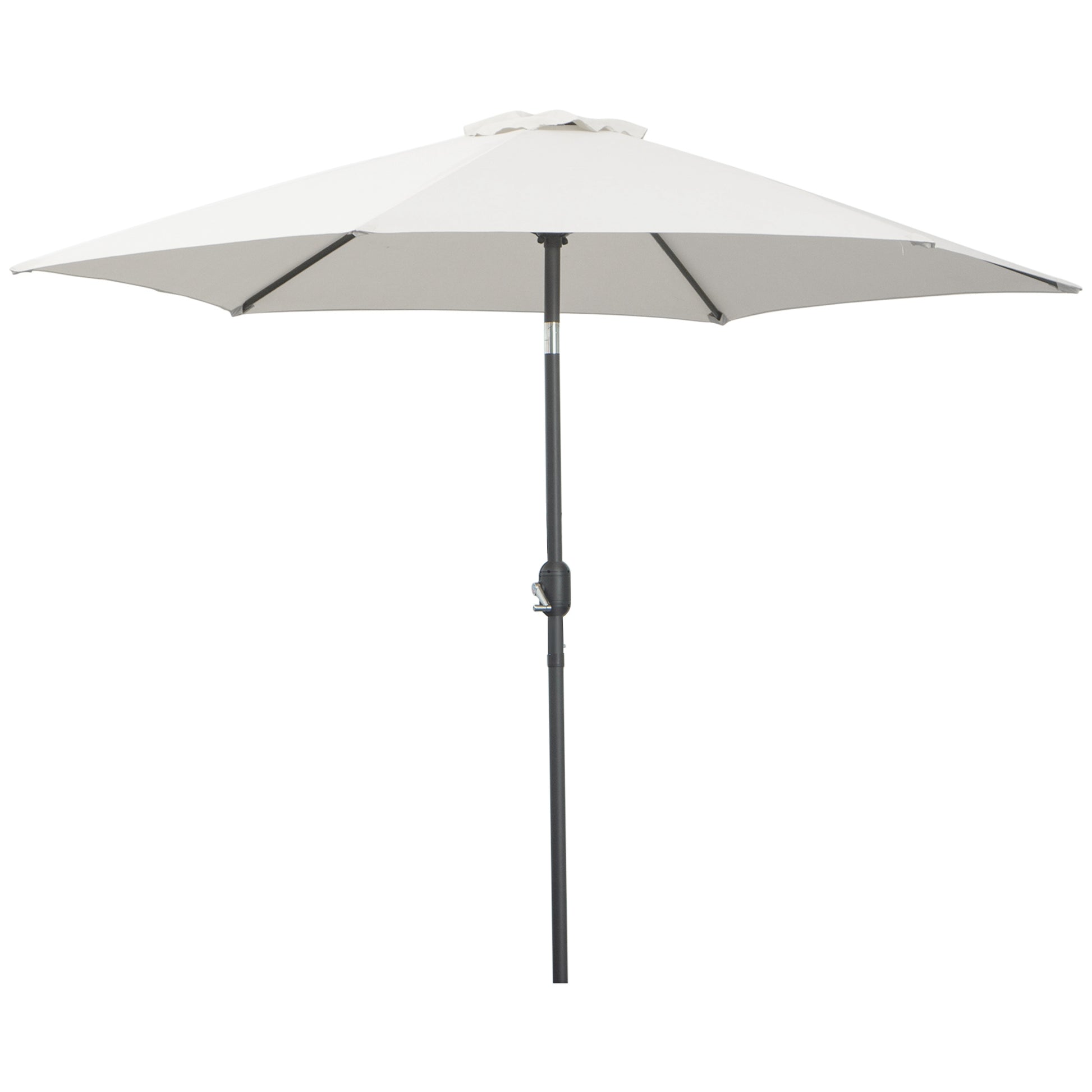 8.5' Round Aluminum Patio Umbrella 6 Ribs Market Sunshade Tilt Canopy w/ Crank Handle Garden Parasol White