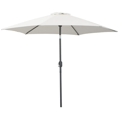 8.5' Round Aluminum Patio Umbrella 6 Ribs Market Sunshade Tilt Canopy w/ Crank Handle Garden Parasol White