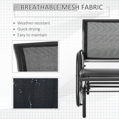 Patio Glider Outdoor Glider Chair with Breathable Mesh Seat & Backrest, Armrests and Metal Frame, Black