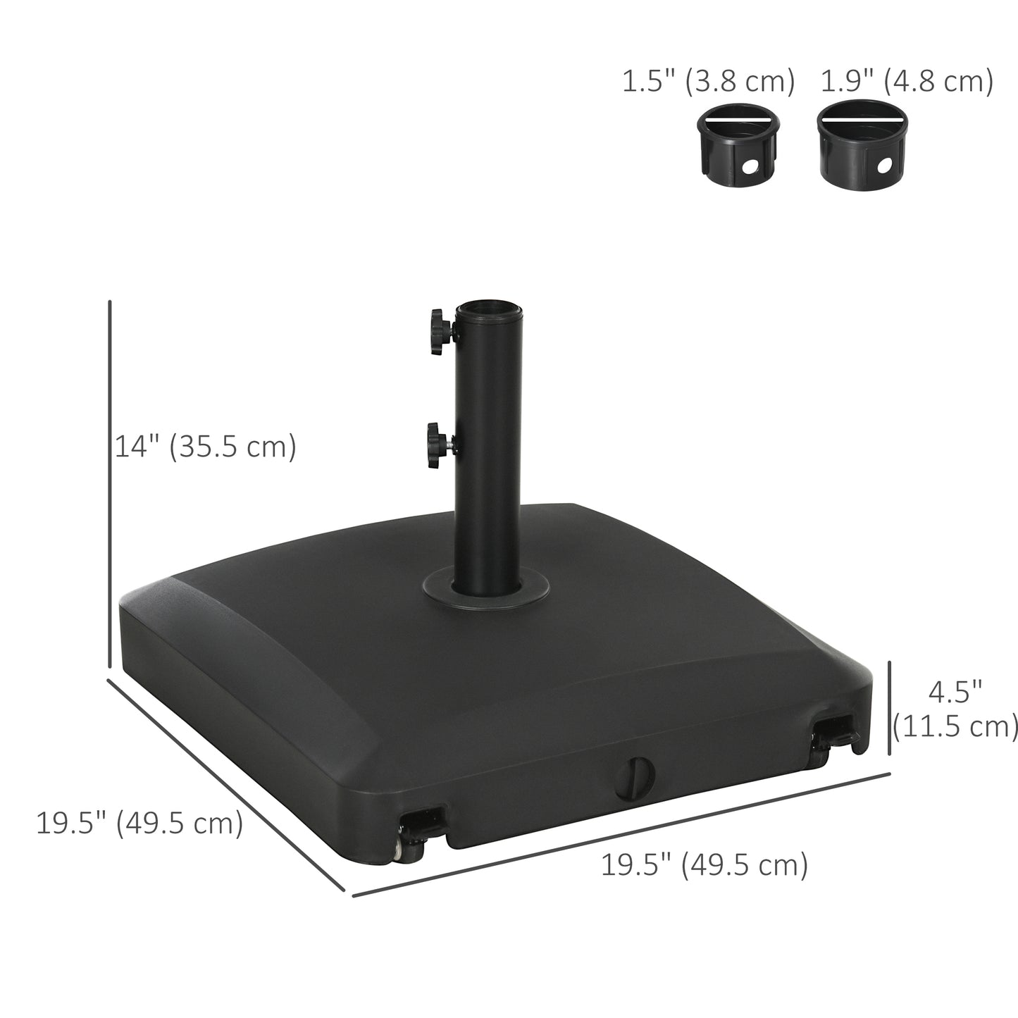 66 lb Heavy Duty Patio Umbrella Stand Filled Umbrella Holder Market Umbrella Base for Outdoor Garden Backyard Black