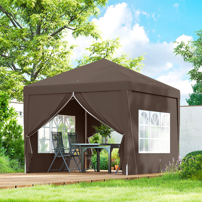 10'x10' Outdoor Pop Up Party Tent Wedding Gazebo Canopy with Carrying Bag (Coffee)