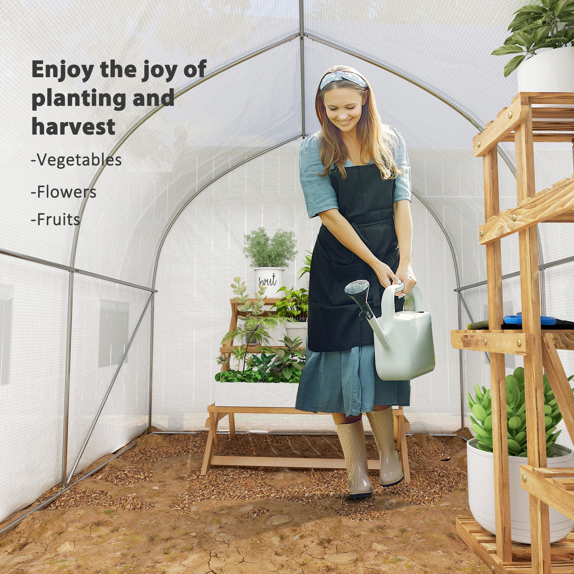 11.5' x 6.6' x 6.6' Portable Walk-In Tunnel Greenhouse Garden Warm House - White