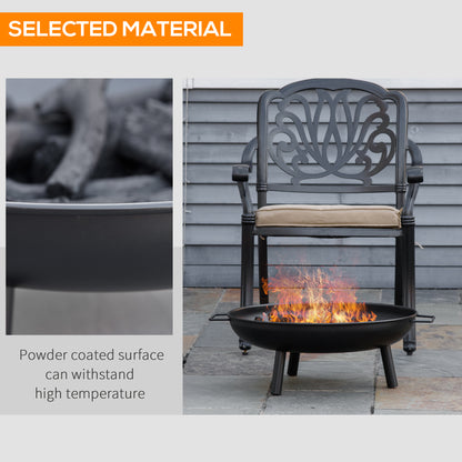 23" Round Outdoor Fire Pit, Portable Firepit Fireplace with Support Legs for Garden, Patio, Camping, Bonfire, Black