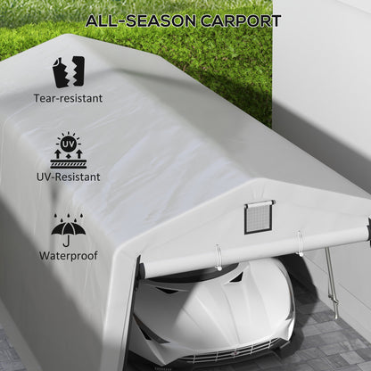 11' x 20' Portable Garage, Heavy Duty Carport Canopy with Ventilation Windows and Large Roll-up Door, Grey