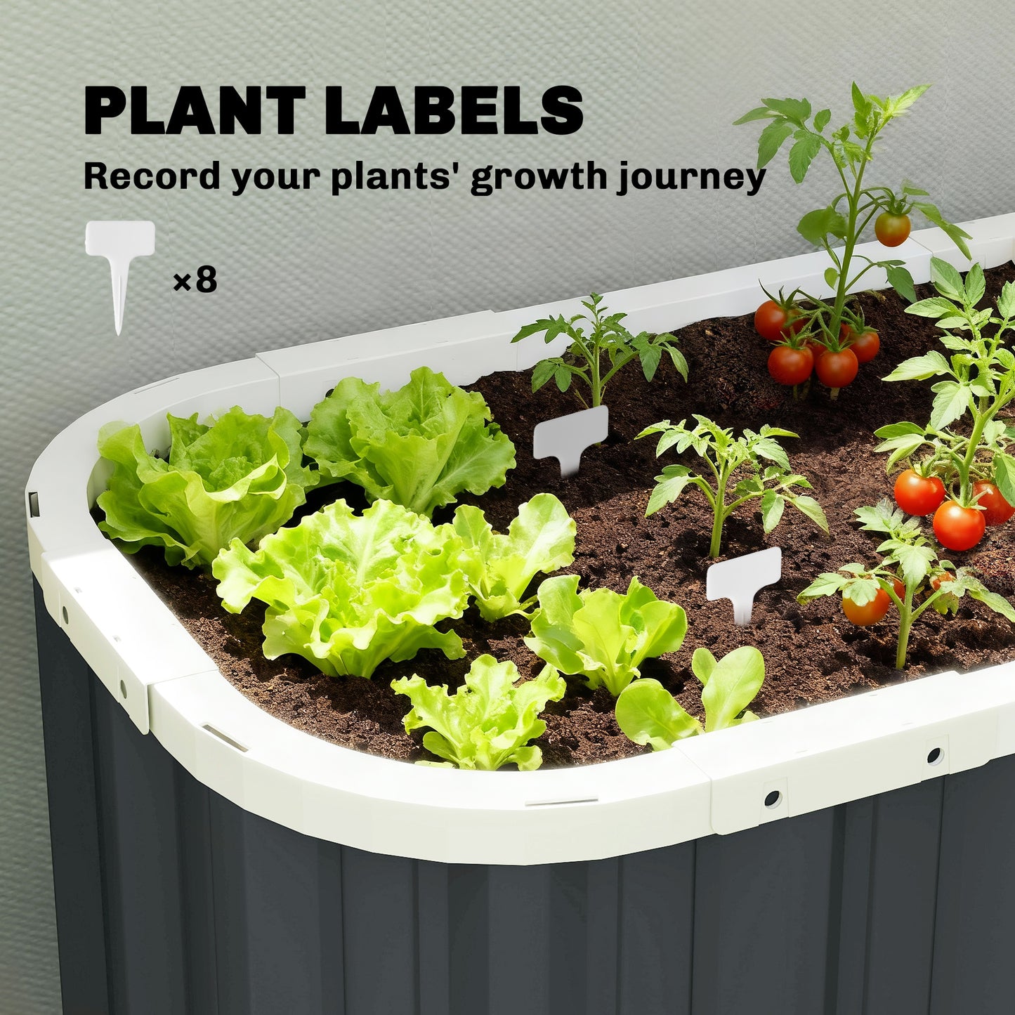 Galvanized Raised Garden Bed, Deep Root Planter Box, Outdoor Garden Bed with Plant Labels, 7' x 2' x 2', Dark Grey