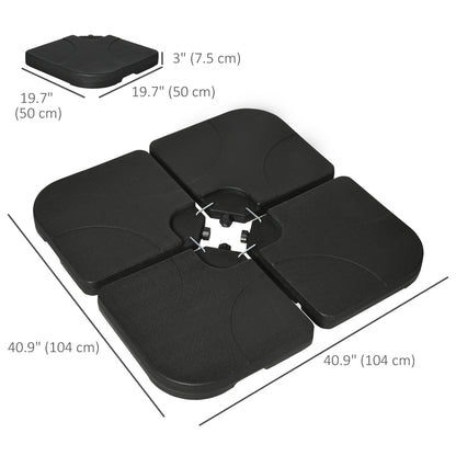 4 Piece Umbrella Base Stand w/ U Locking, 132 lb Capacity Water or 172 lb Capacity Sand, Black