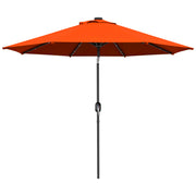 9ft Solar Patio Umbrella Outdoor Sunshade 24 LED Lights Tilt Canopy Orange