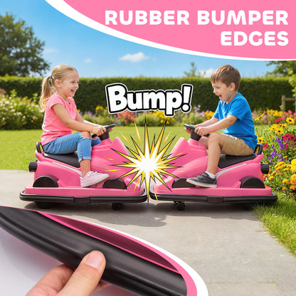 Qaba Bumper Car for Kids, 6V Battery Powered Bumping Car with 360 Degree Spin, Dual Motors, Music, for 3-8 Years, Pink