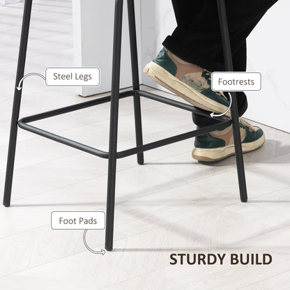 Bar Stools Set of 2, Upholstered Counter Height Bar Chairs, Kitchen Stools with Steel Legs