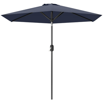 Patio Sun Umbrella, Outdoor Parasol with 6 Ribs, Blue