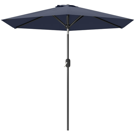 Patio Sun Umbrella, Outdoor Parasol with 6 Ribs, Blue