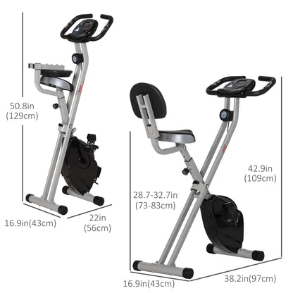 Soozier Foldable Indoor Stationary Bike with 8 Levels of Magnetic Resistance, Exercise Bike for Cardio Workout, Black