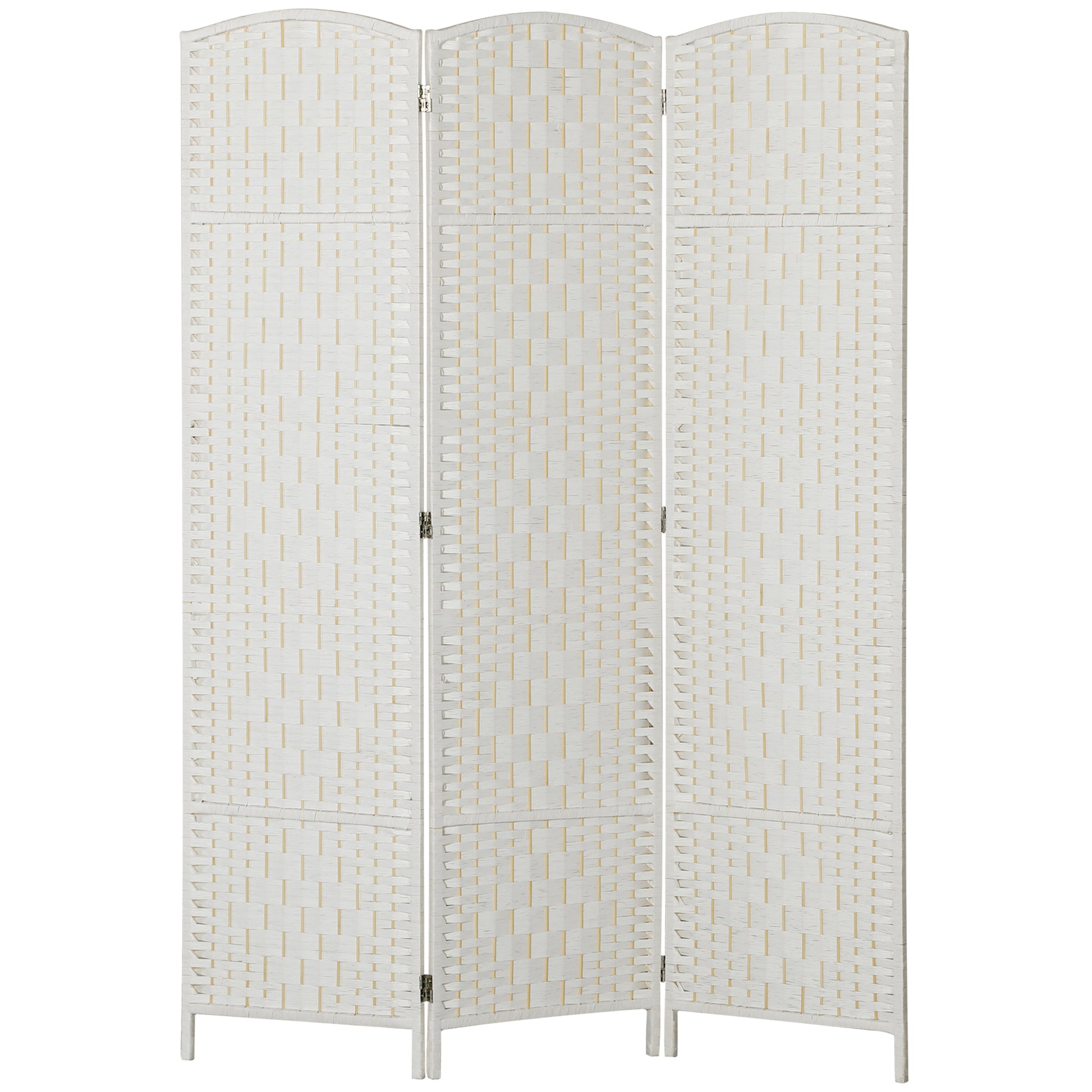 6ft Folding Room Divider, 3 Panel Wall Partition with Wooden Frame for Bedroom, Home Office, White