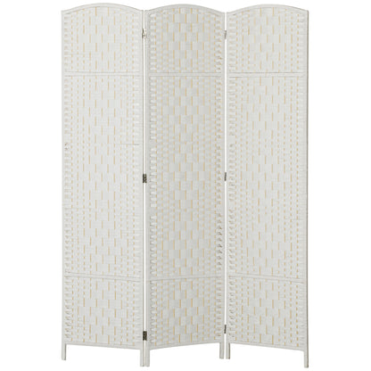 6ft Folding Room Divider, 3 Panel Wall Partition with Wooden Frame for Bedroom, Home Office, White