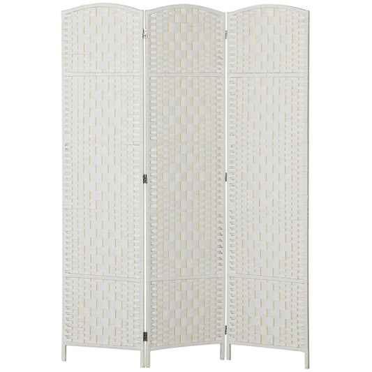 6ft Folding Room Divider, 3 Panel Wall Partition with Wooden Frame for Bedroom, Home Office, White