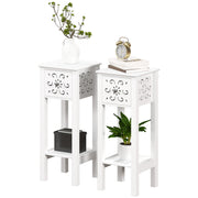 Nightstand Set of 2 with Drawer and Open Storage Shelf White