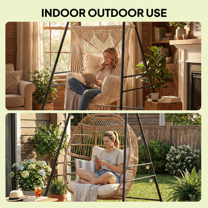 Hanging Hammock Stand for Porch Swing Chair Indoor Outdoor (Only Construction)